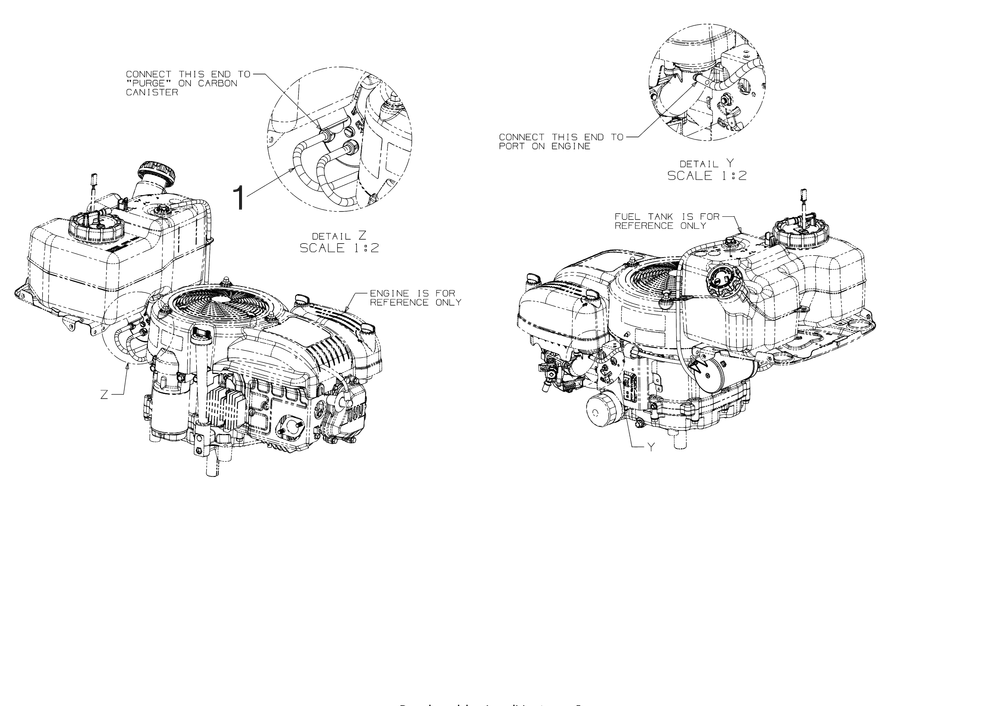 Fuel Vent Hose Diagram and Parts List for XT1-LT42EFI (13A9A1CS256)(2017) Cub Cadet Lawn Tractor